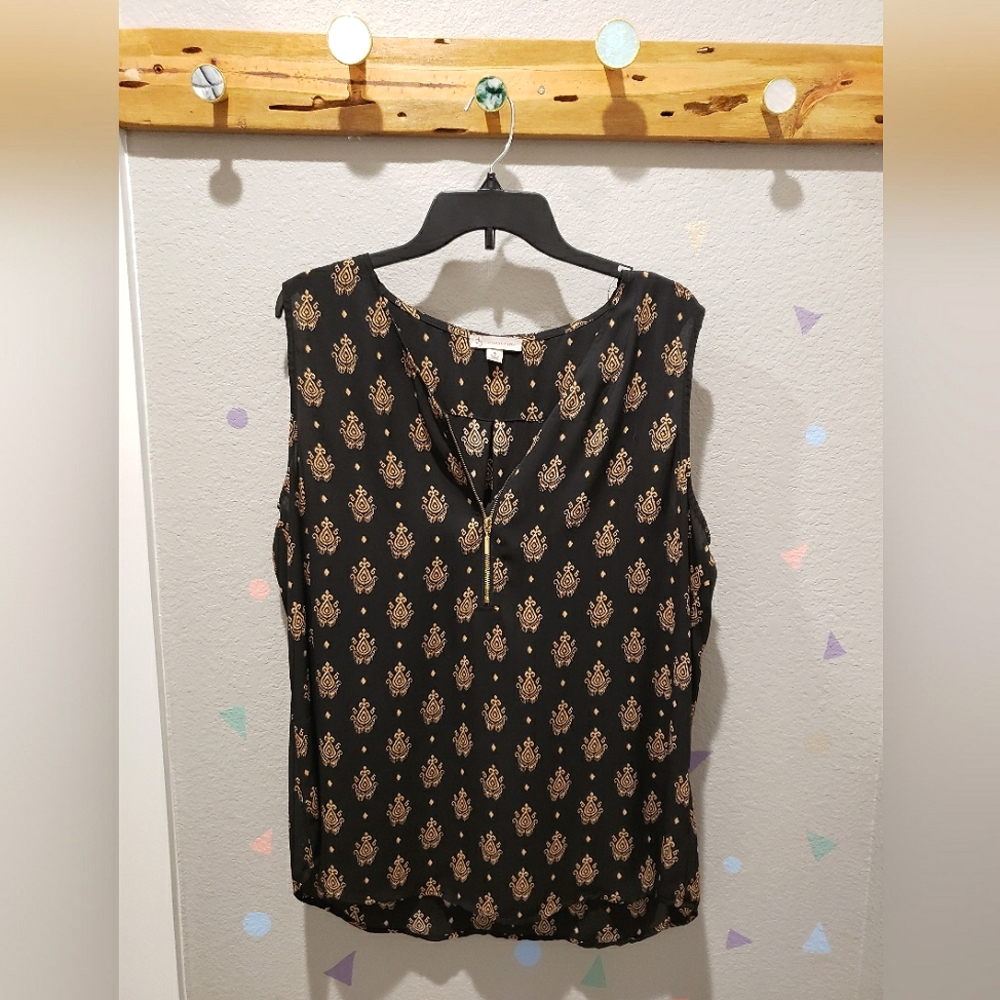C&B Sleeveless Black and Gold Blouse